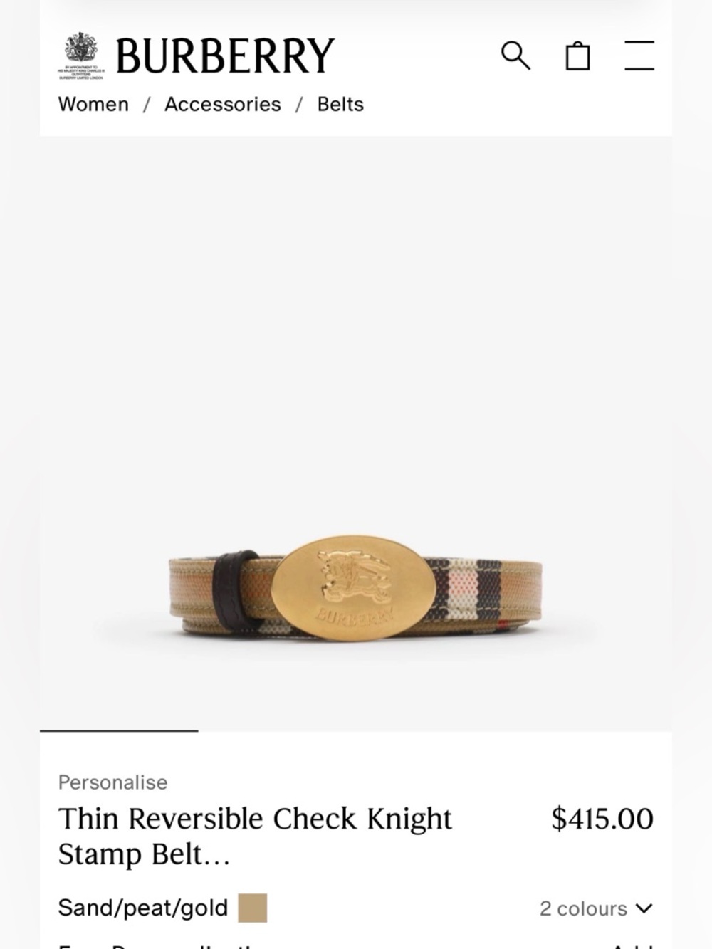 Burberry Reversible Belt